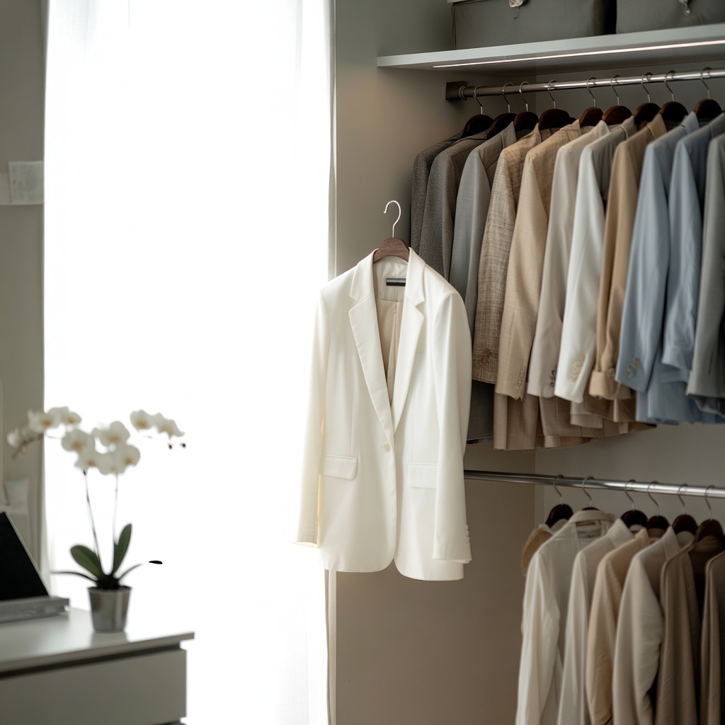 Professional wardrobe consultation service with organized clothing